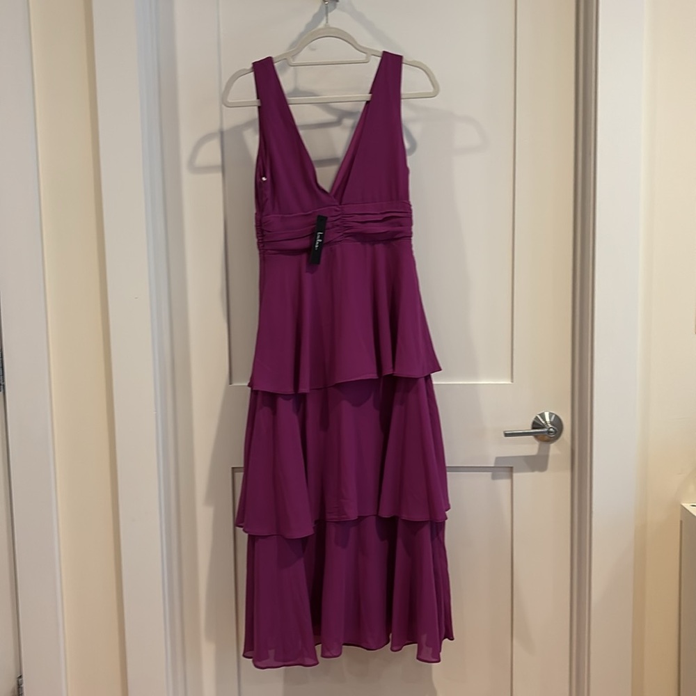 NWT Lulu’s Celebration Time Lavender Sleeveless Tiered Midi Dress Purple Size S
